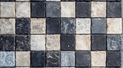 Stone pavers pattern in varying shades of neutral gray and beige tones. Good for backgrounds, textures, or adding a stone element to your project.