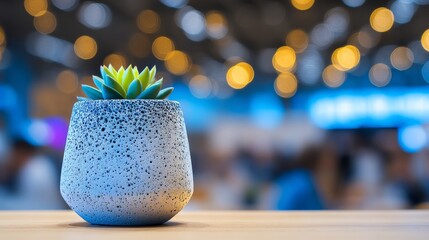 A modern workspace that adopts business hybrid work often features a vibrant plant