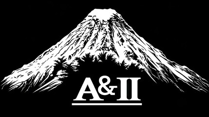 Hyper realistic 3d render Mount Fuji Graphic: A&II Logo Design,  Japanese Peak Vector Art, Black and White Illustration AI Generative