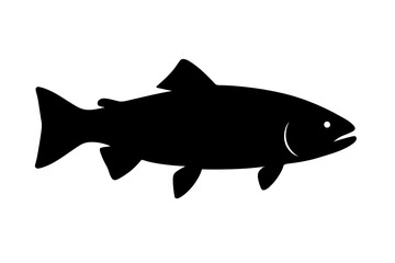 Obraz premium Bold Black Trout Silhouette with Clean Curves on White Background