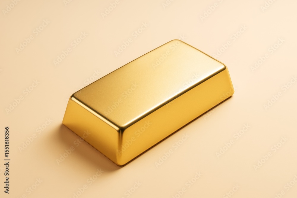 Poster shiny gold bar on soft pastel background symbolizing wealth and investment in abstract business and 