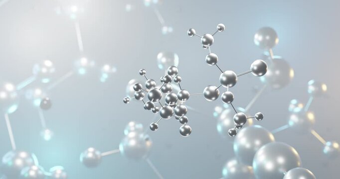 Malathion rotating 3d molecule, molecular structure of insecticide seamless video
