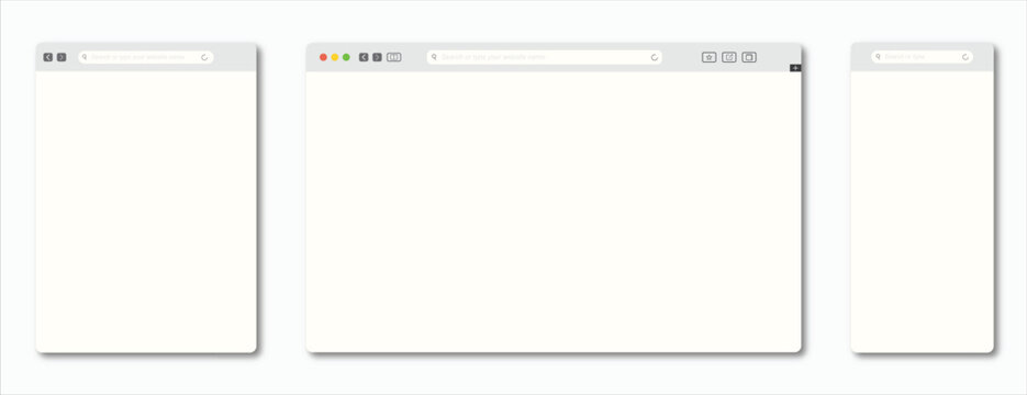 Web Browser Interfaces: Clean and minimal, the image presents multiple empty browser windows, embodying modern design and digital presence, ready to showcase your website or design project. 