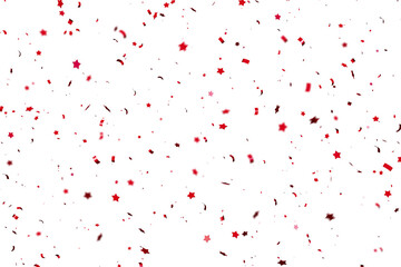 Floating of christmas red confetti on white background

