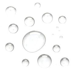 Set of water drops on white