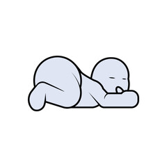 Baby sleeping. Infant icon lying on stomach. 