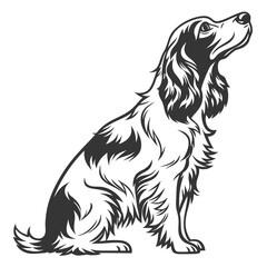 Elegant Cocker Spaniel Illustration A Timeless Depiction of Canine Grace and Charm in Black and White Vector Art