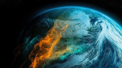 Stunning Satellite View of Earth with Digital Overlays and Features