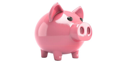 Pink piggy bank isolated on transparent background.

