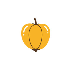 Obraz premium Cartoonish Yellow Fruit with Brown Stem and Decorative Outlines.