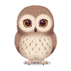 Fototapeta premium Adorable Cartoon Owl with Large Eyes and Soft Feathered Appearance.