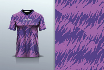 T-shirt mockup abstract texture grunge texture sport jersey design for football, soccer, racing, esports, running, purple pink color	