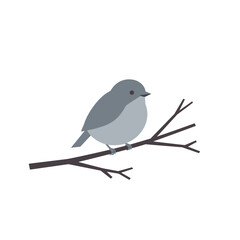 Obraz premium Simple Grey Bird Perched on a Branch Minimalist Illustration.