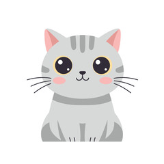 Obraz premium Adorable Grey Tabby Kitten with Large Eyes Sitting.