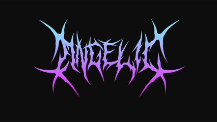 Angelic tribal typography vector in a striking and intense dark metal font style for t-shirt print apparel, sticker, poster, logo and more