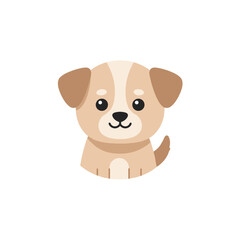 Cute Cartoon Dog Portrait in a Circle.