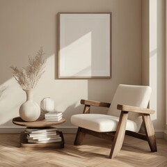 Beige Room With Wooden Chair And Natural Light