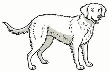 Cartoon Dog Illustration Standing Profile White Furry Friendliness Canine Comfort Companion Animals Pet Character Design