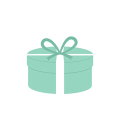 Obraz premium Mint Green Round Gift Box with Ribbon Bow.