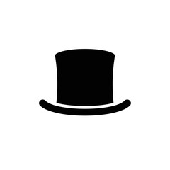 Classic Black Top Hat Icon Silhouette Illustration.