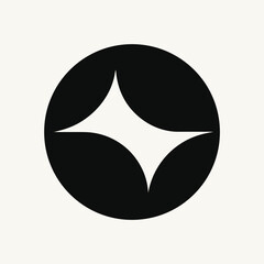 Abstract geometric design featuring a bold black shape inside a circle