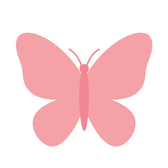 Simple Pink Butterfly Illustration with Delicate Antennae and Wings.