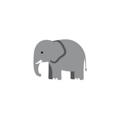 Simple Grey Elephant Illustration with Curved Trunk and Tail Detail.