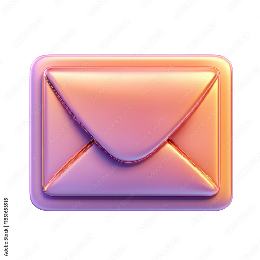 Poster 3D Email Envelope with Gradient Color Render Graphic Message Icon on transparent background