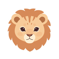 Adorable Cartoon Lion Head with Soft Colors and Cute Expression.
