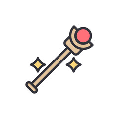 Whimsical Magic Wand With Sparkling Effects On Transparent Background