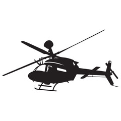 Silhouette image of a helicopter on a white background