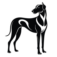 Sleek and Stylish Dog Silhouette A Striking Monochromatic Illustration of a Graceful Canine Standing Tall and Proud on a White Backdrop