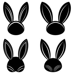Four rabbit head silhouettes isolated against a white backdrop