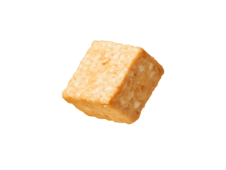 Delicious golden brown cube of firm tofu isolated transparent background asian cuisine ingredient