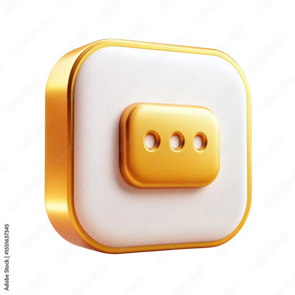 Poster Golden 3D Menu Icon for Web Design UI Elements and App Design Options on transparent background