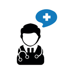 Doctor patient consultation icon.