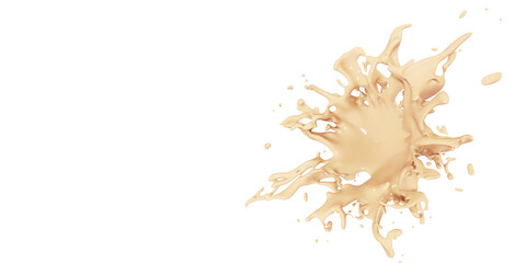 Banana milk splash isolated on transparent background. Copy space. 3d illustration