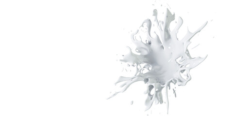 Milk splash isolated on transparent background. Copy space. 3d illustration