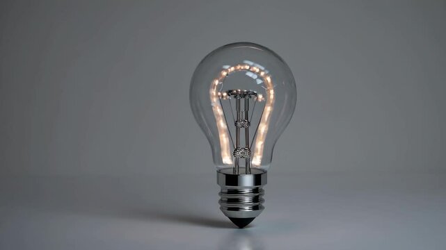 A glowing light bulb captured at eye level, symbolizing innovation and ideas. Perfect for a video on creativity and bright concepts.