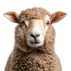 Fototapeta premium portrait sheep with white woolly isolated on a transparent background 