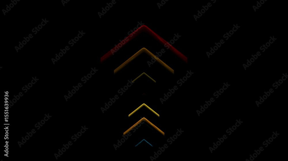 Poster rainbow colorful glossy arrows abstract tech geometric background. seamless looping motion design. v
