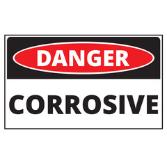 Danger corrosive sign on a white background