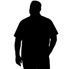 Silhouette of plus-size man posing in short-sleeve shirt, body positivity fashion
