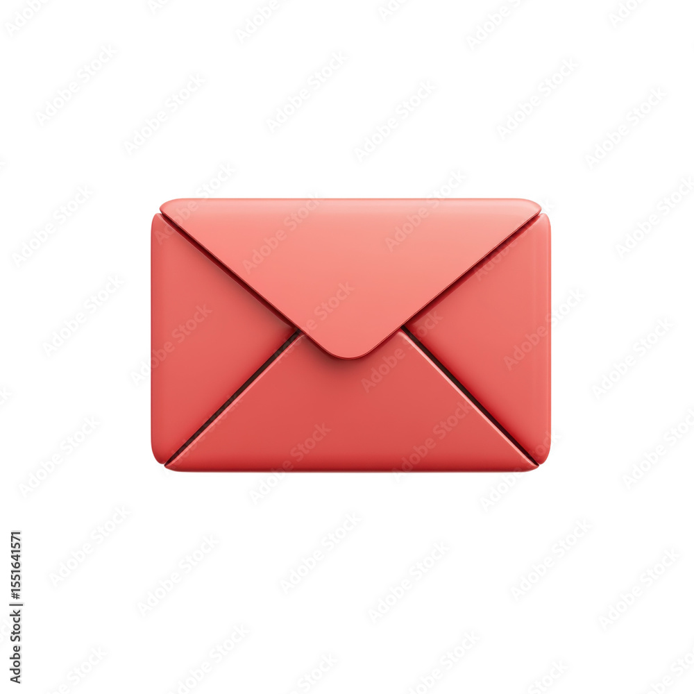 Poster Red Email Envelope 3D Icon on Black Background Notification Inbox Message on transparent background