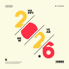 A vibrant and modern design showcasing the year 2026 in a dynamic color combinations