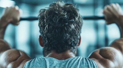 A dedicated athlete performs pull-ups in a gym setting, showcasing strength and determination as they engage in intense physical training to improve fitness and performance.