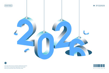 A vibrant and modern design showcasing the year 2026 in a dynamic color combinations