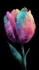 Fototapeta premium Vibrant, abstract tulip on black