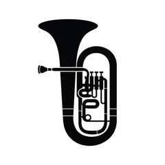 Black and White Silhouette of a Tuba Musical Instrument