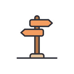 Wooden Directional Signpost Pointing In Opposite Directions On A Plain